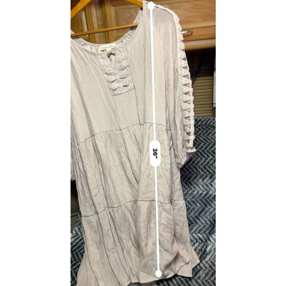 Indigo Rose Beige 2X Bohemian Lined Dress - Picture 7 of 9